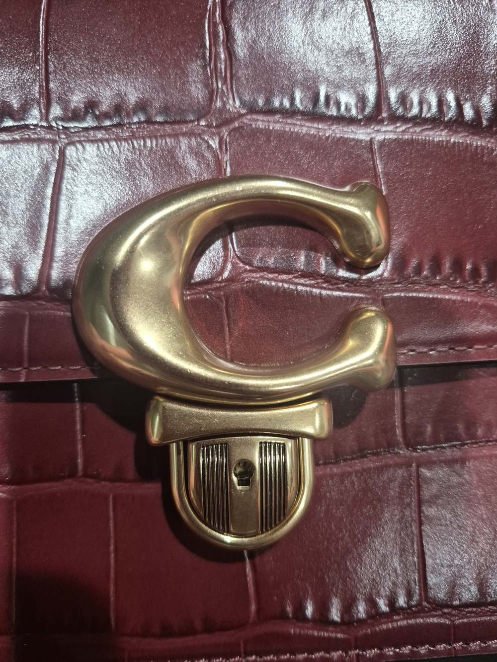 Coach Wine Croc-Embossed Leather Crossbody with Gold Hardware - Picture 2 of 6